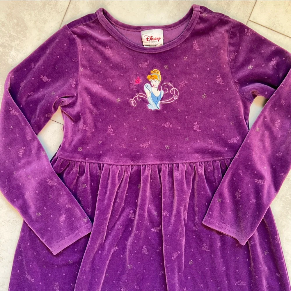 Disney vintage y2k purple Princess Velvet Dress long sleeve size‎ 7/8